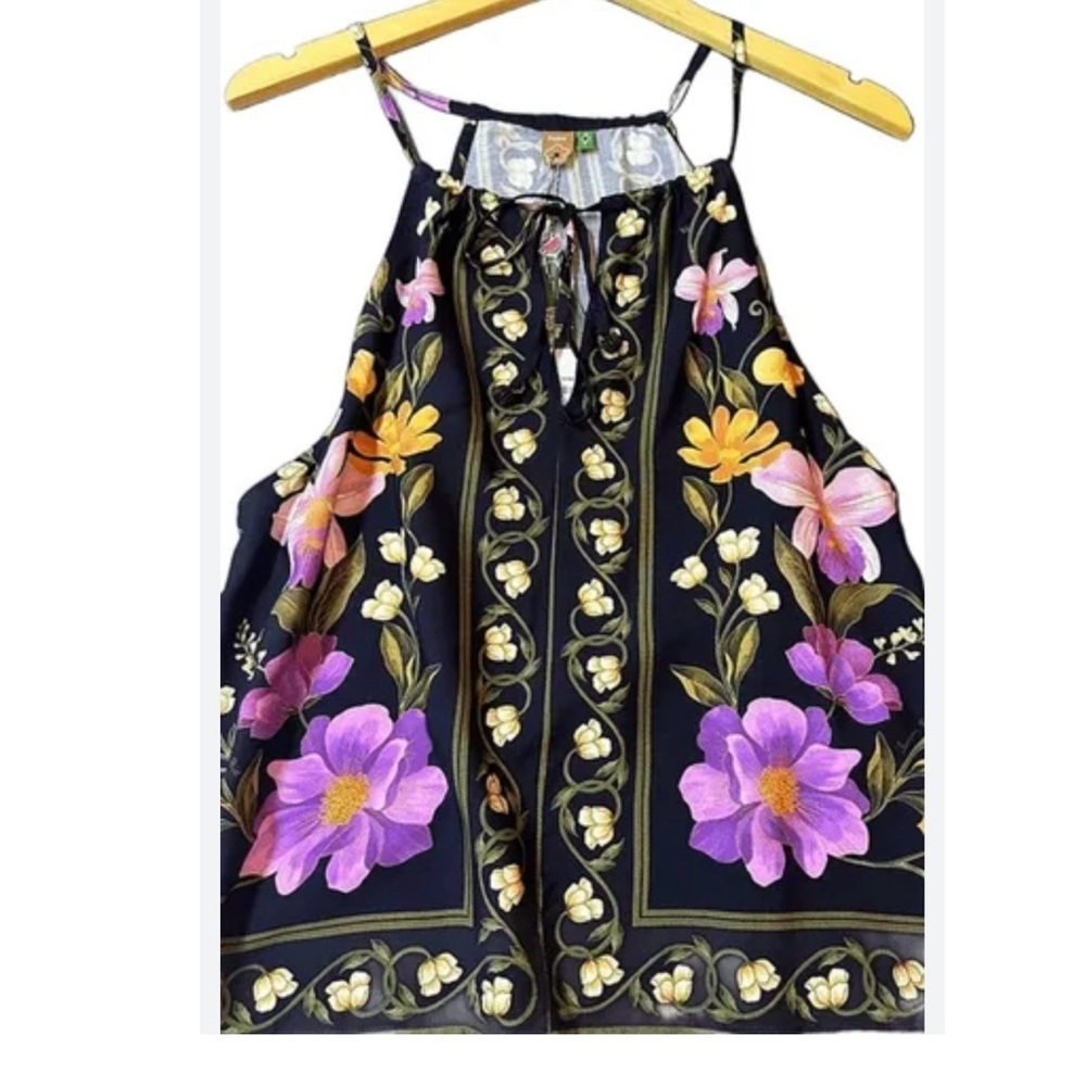 FARM Rio regata Black Floral Halter Top